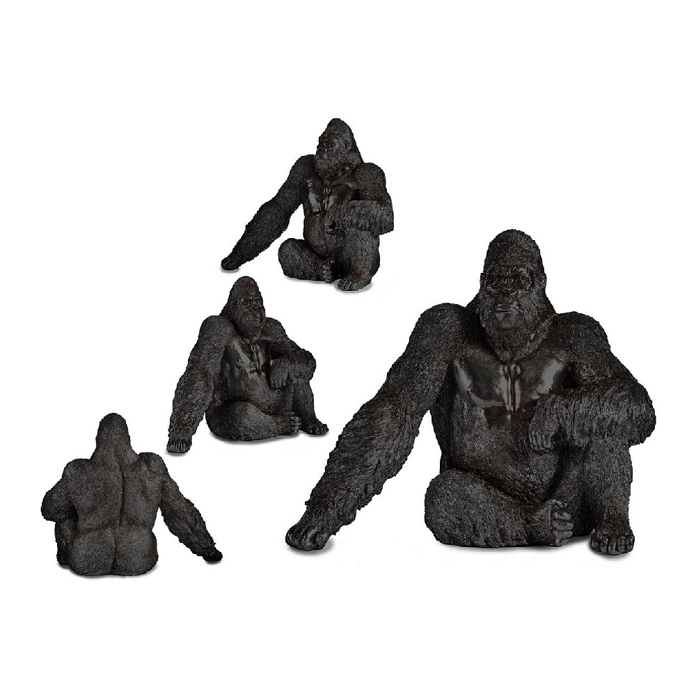 Prydnadsfigur Gift Decor Svart Gorilla 34 x 50 x 63 cm