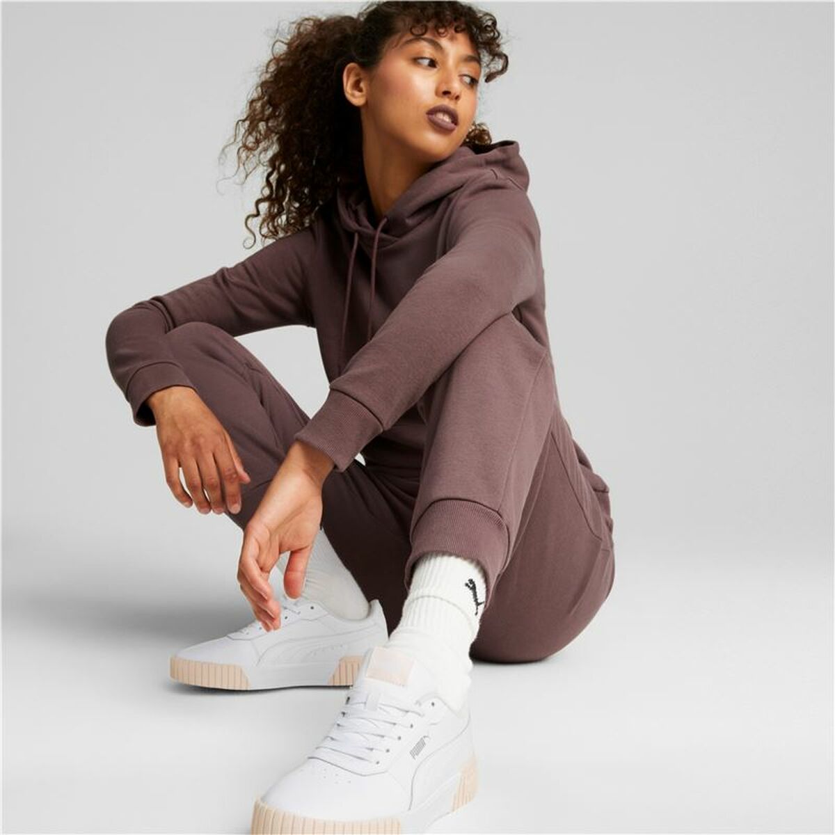 Nederdel träningsoverall för vuxna Puma Ess+ Embroidery High-Waist Brun Kvinna - 5