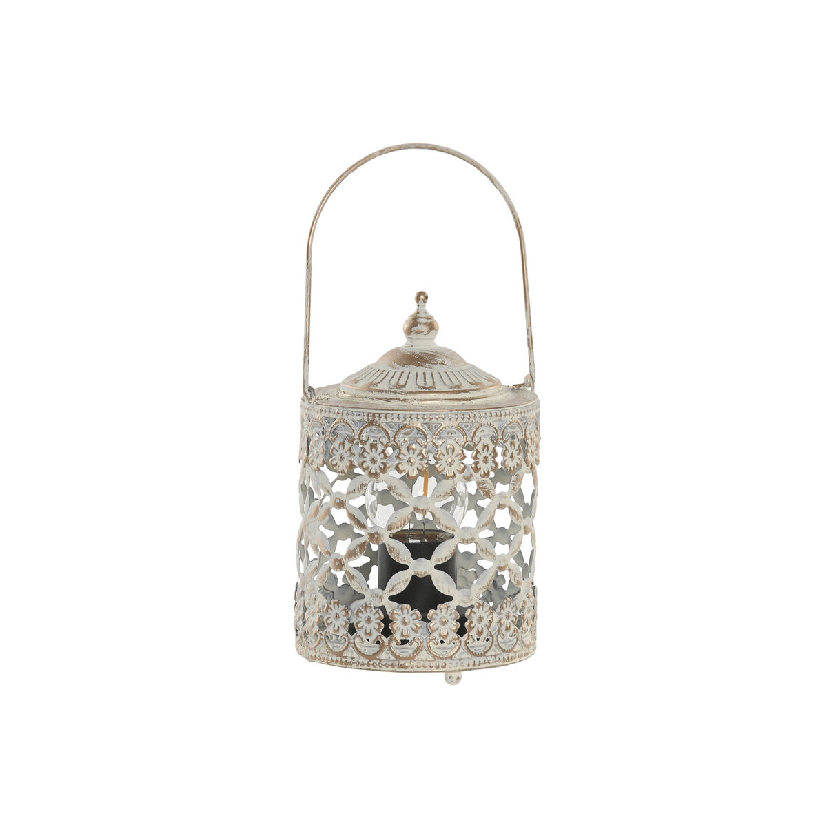 Lykta Home ESPRIT Vit Gyllene Metall Glas Arab 9 x 9 x 14,5 cm