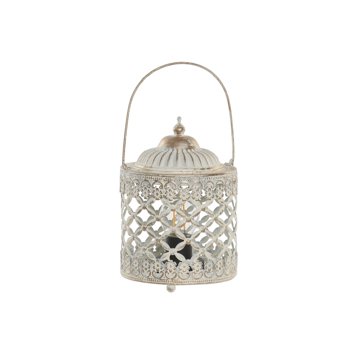 Lykta Home ESPRIT Vit Gyllene Metall Glas Arab 13,5 x 13,5 x 19 cm