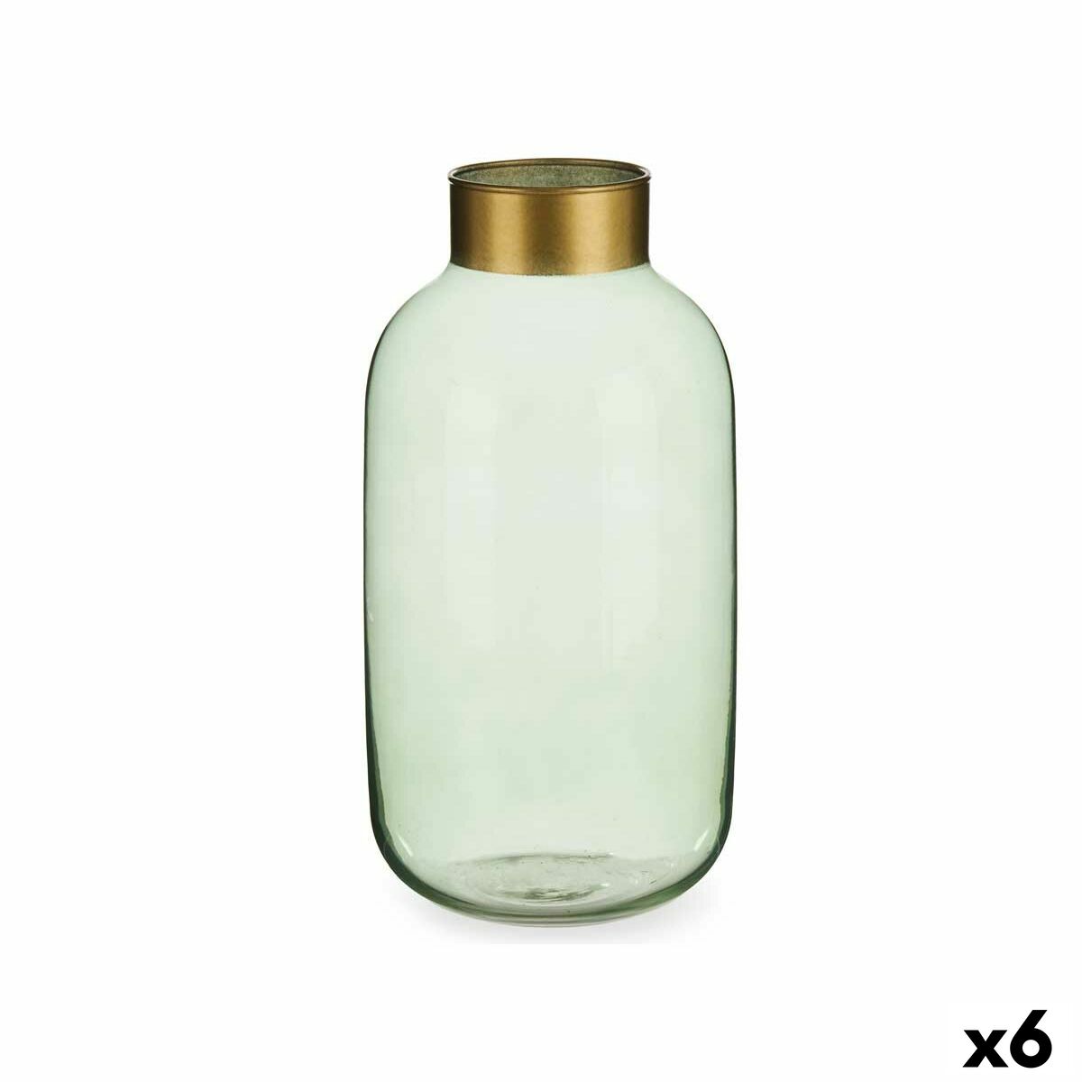 Vas Gift Decor Grön Gyllene Glas 14,5 x 29,5 x 14,5 cm (6 antal)