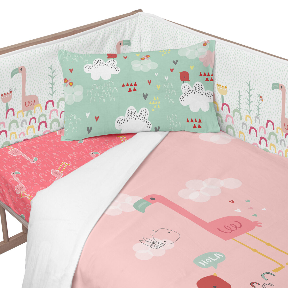 Skydd till spjälsäng HappyFriday Moshi Moshi Hola Multicolour 210 x 40 cm - 3