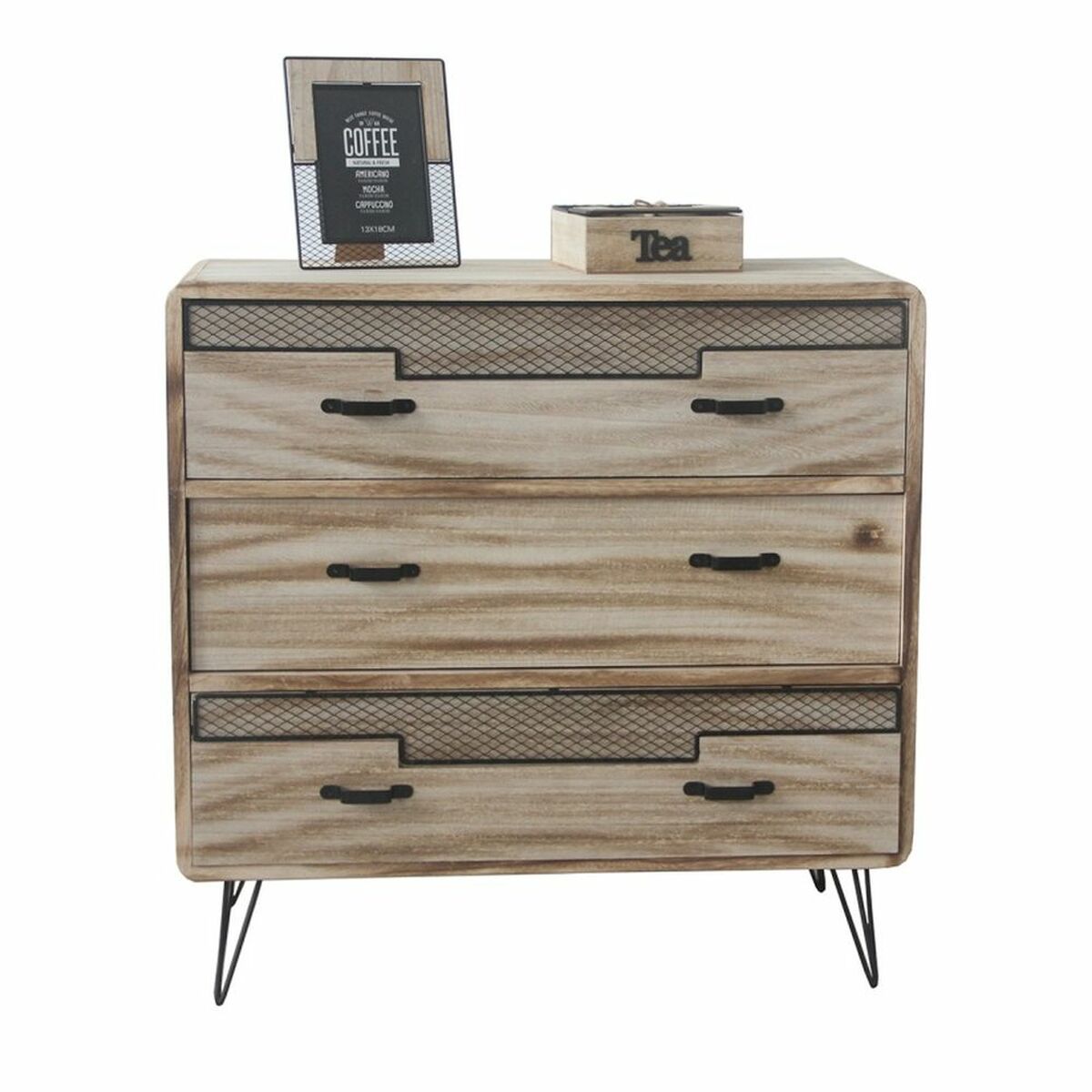 Byrå DKD Home Decor   Naturell Svart Paulowniaträ (80 x 38 x 79 cm)