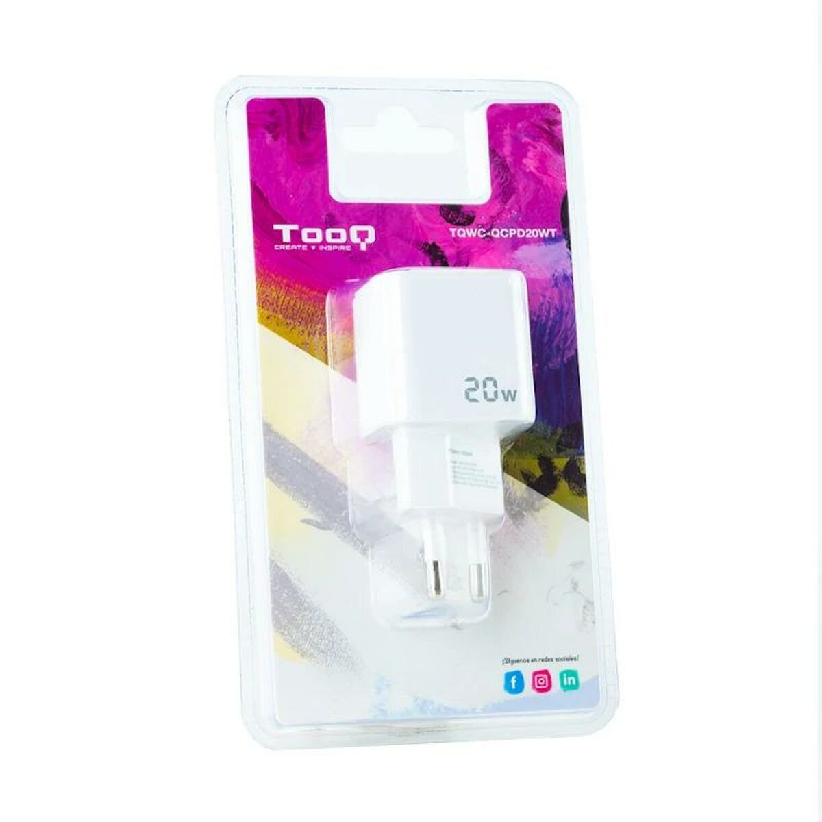 Väggladdare TooQ TQWC-QCPD20WT Vit 20 W USB-C USB-A (1 antal) - 2