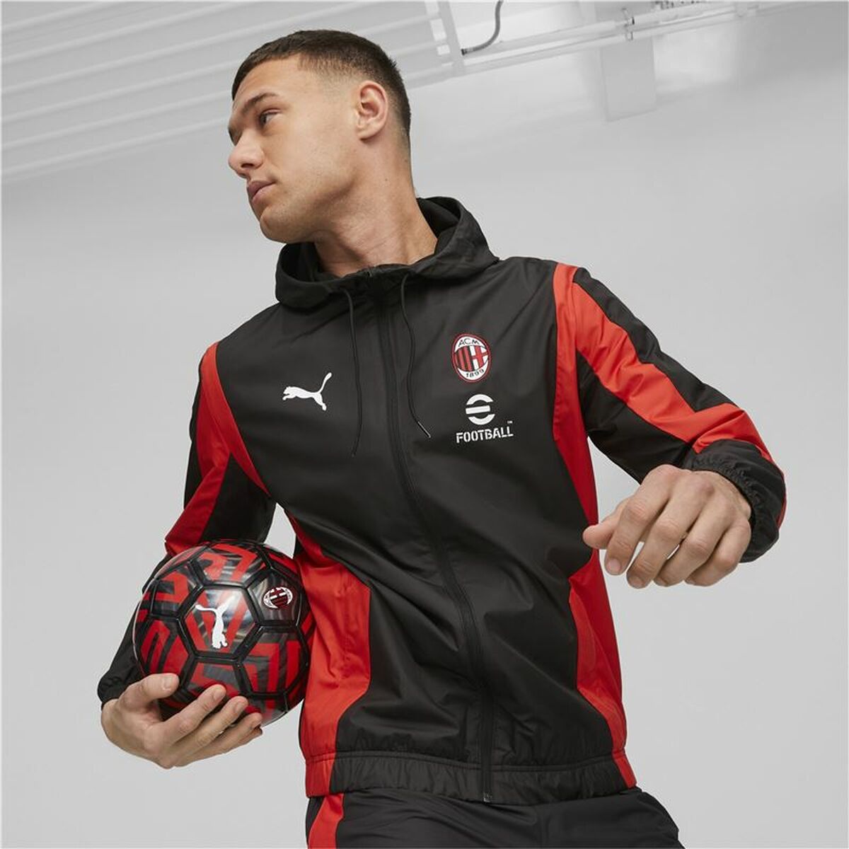 Träningsjacka Herr Puma Ac Milan Prematch Svart Röd - 2