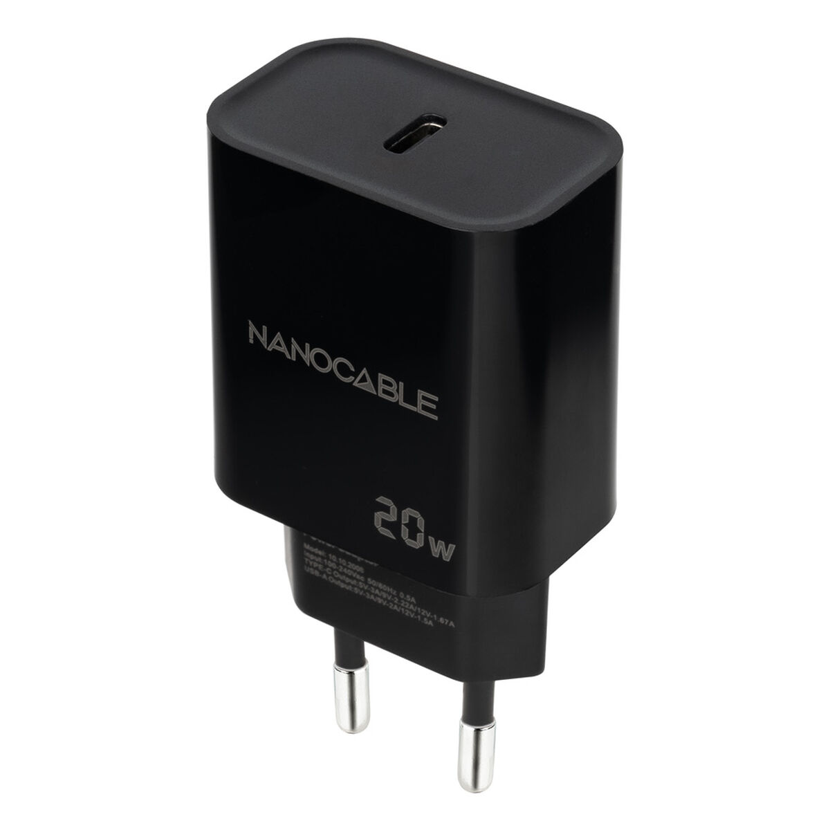Väggladdare NANOCABLE Svart