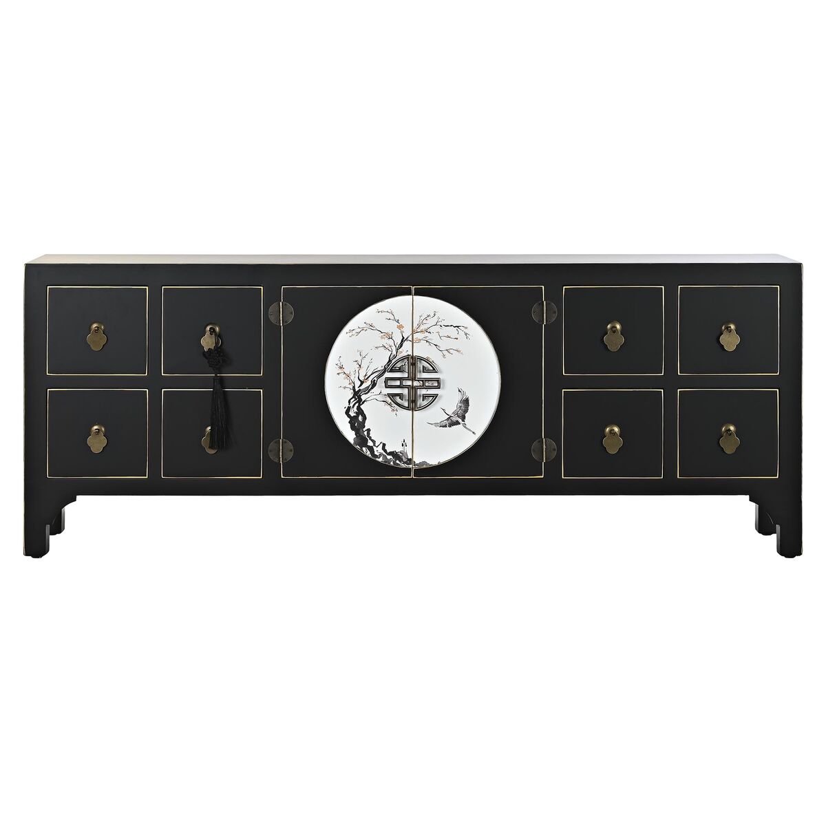 TV-möbler DKD Home Decor Svart Orientalisk Vit Gyllene Vit/Svart Metall Gran Trä MDF 130 x 26 x 51 cm - 3