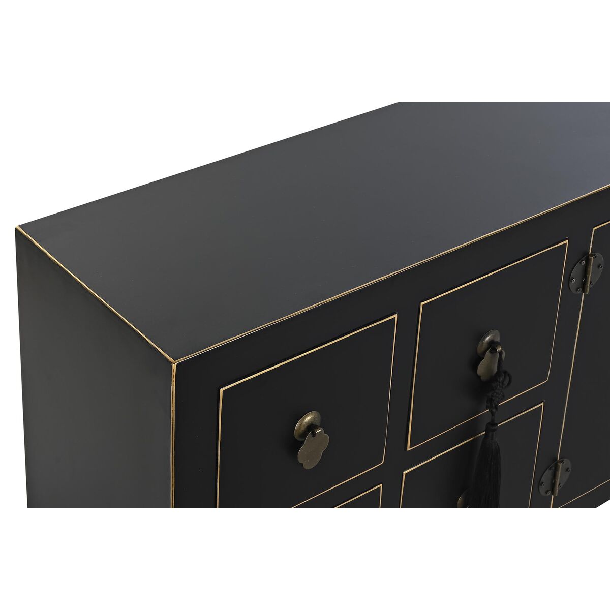 TV-möbler DKD Home Decor Svart Orientalisk Vit Gyllene Vit/Svart Metall Gran Trä MDF 130 x 26 x 51 cm - 2