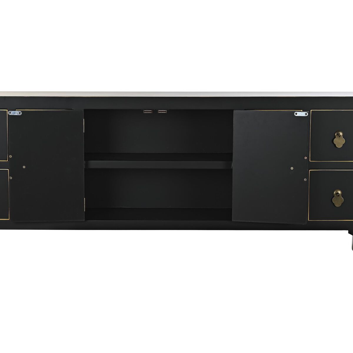TV-möbler DKD Home Decor Svart Orientalisk Vit Gyllene Vit/Svart Metall Gran Trä MDF 130 x 26 x 51 cm - 7