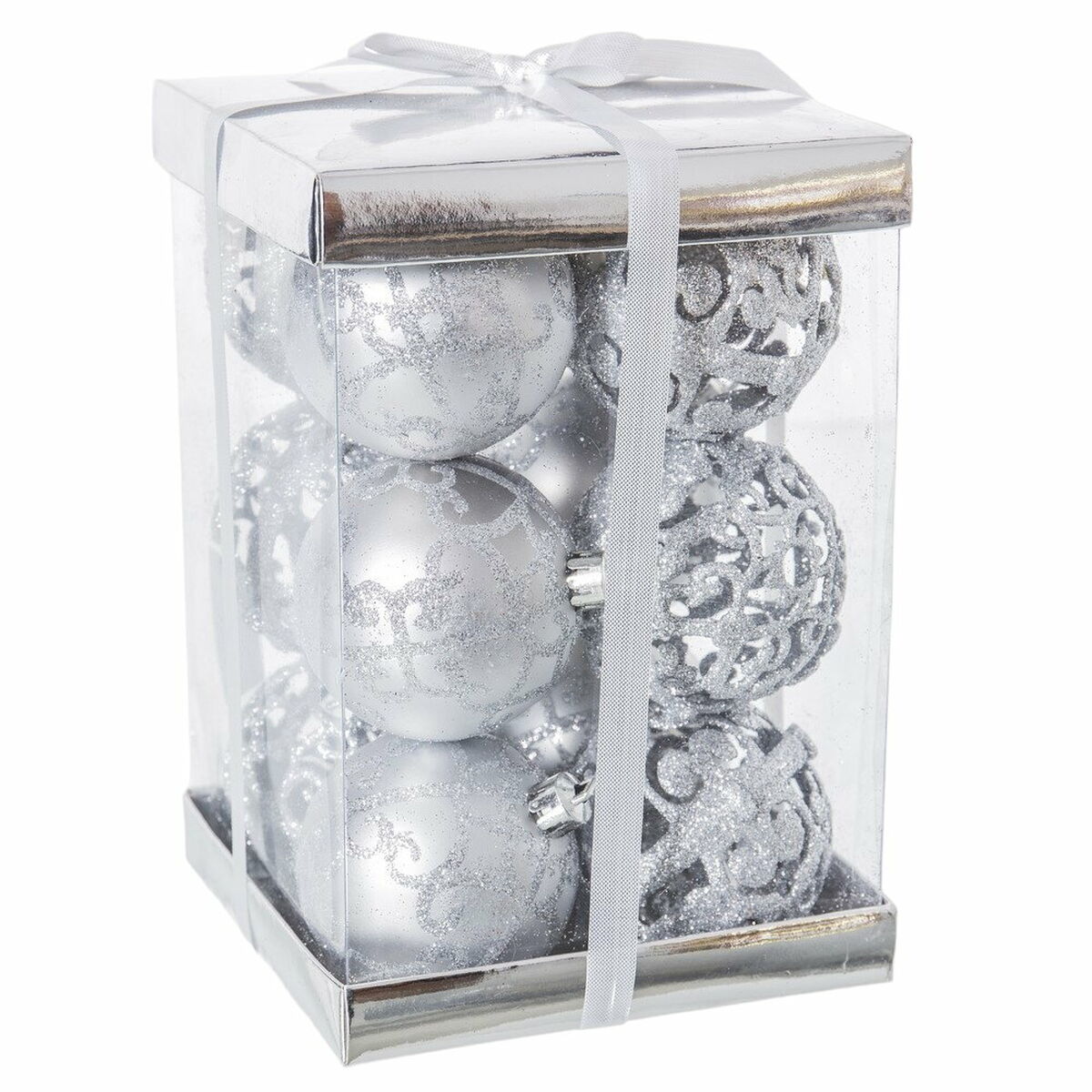 Julgranskulor Silvrig Plast 6 x 6 x 6 cm (12 antal) - 2