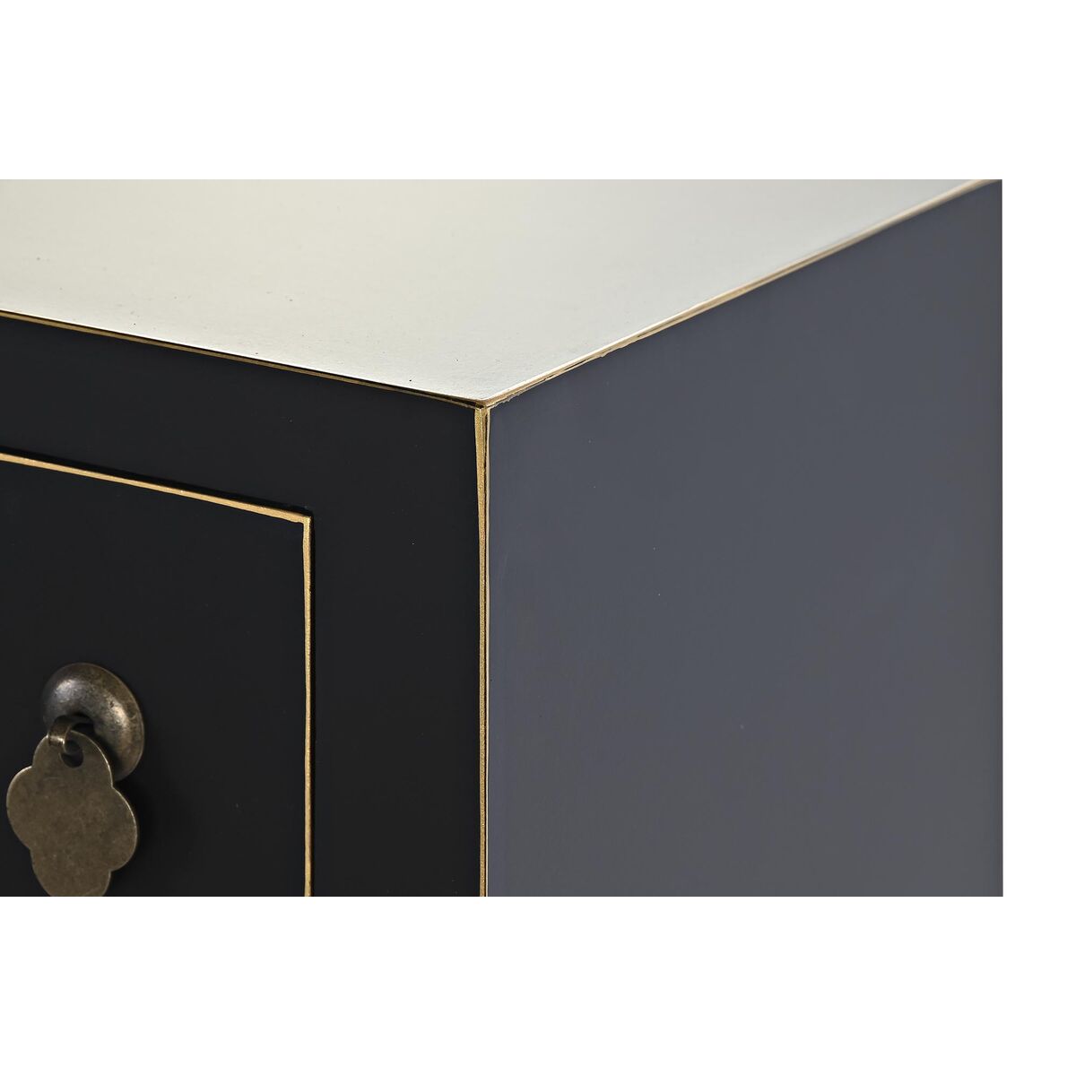 Sidobord DKD Home Decor 95 x 26 x 79 cm Gran Svart Gyllene Metall Vit Trä MDF - 4