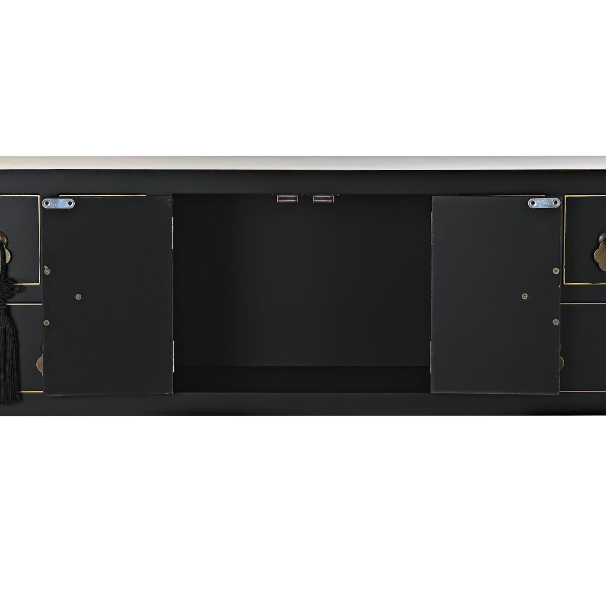 Sidobord DKD Home Decor 95 x 26 x 79 cm Gran Svart Gyllene Metall Vit Trä MDF - 2