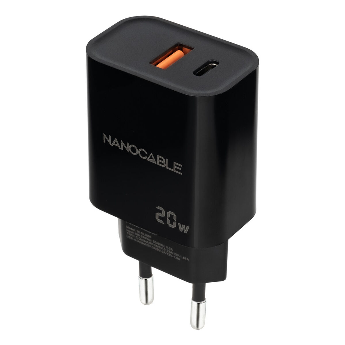 Väggladdare NANOCABLE Svart 20 W