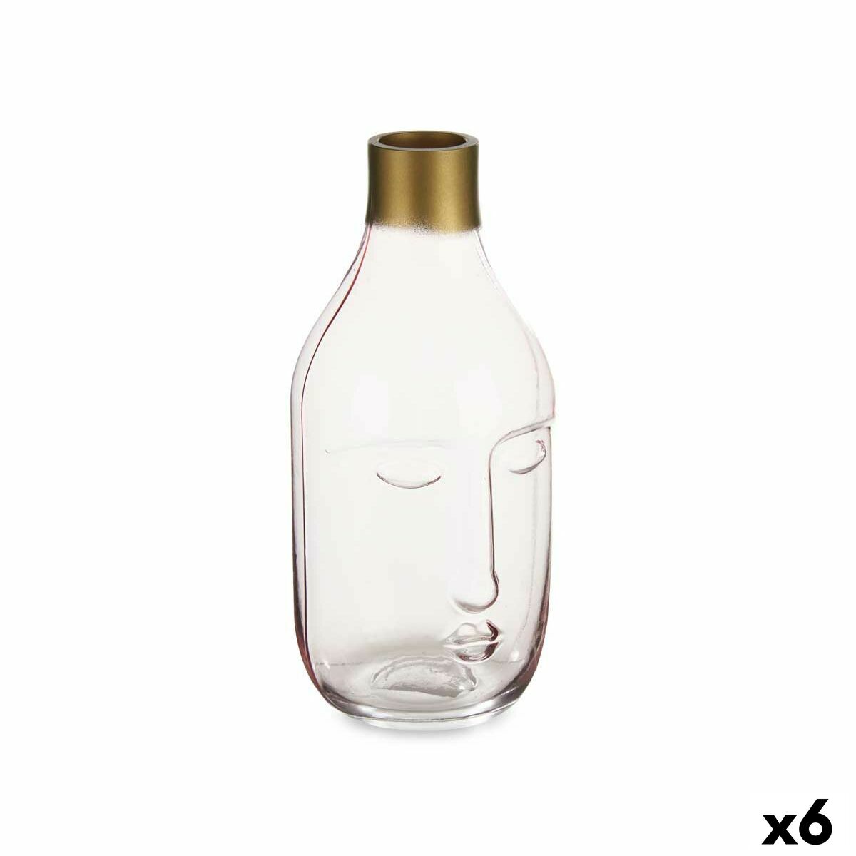 Vas Gift Decor Rosa Glas Ansikte 11 x 24,5 x 12 cm (6 antal)