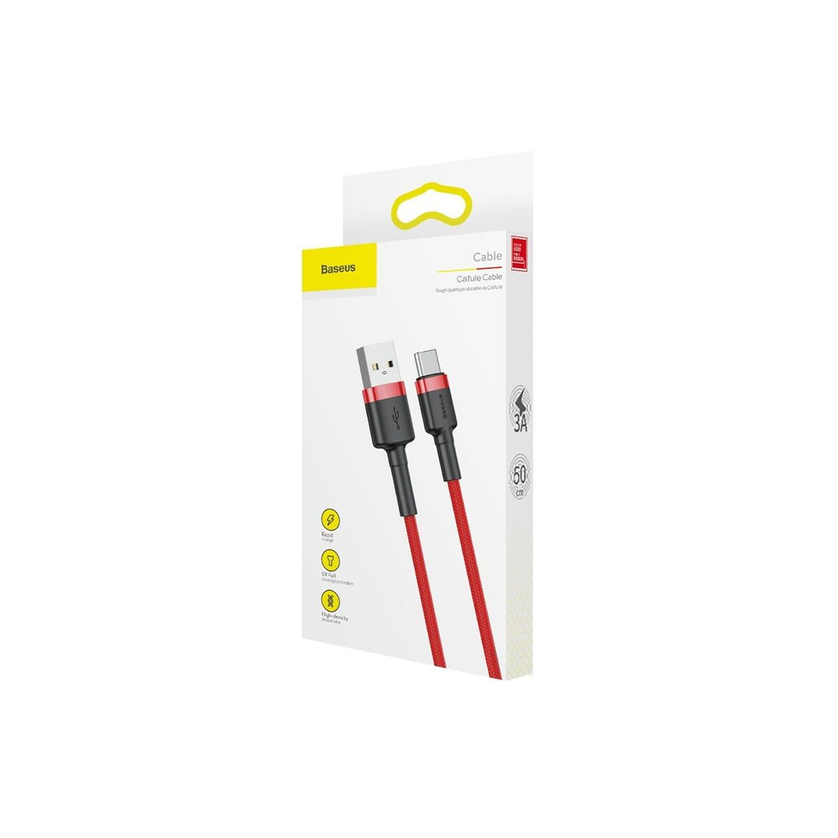 USB A till USB C Kabel Baseus CATKLF-A09 Röd 50 cm 0,5 m - 3