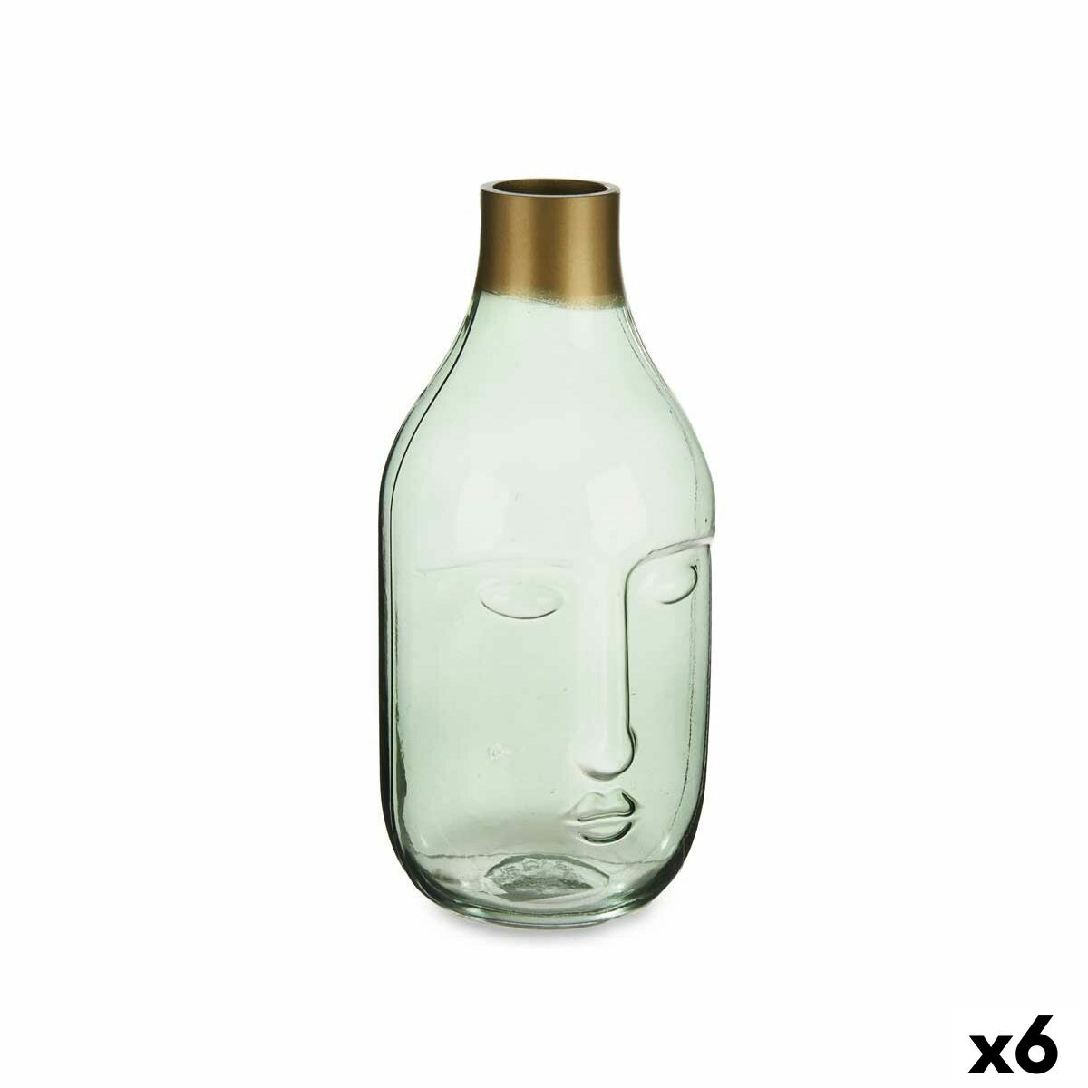 Vas Gift Decor Grön Glas Ansikte 11 x 24,5 x 12 cm (6 antal)