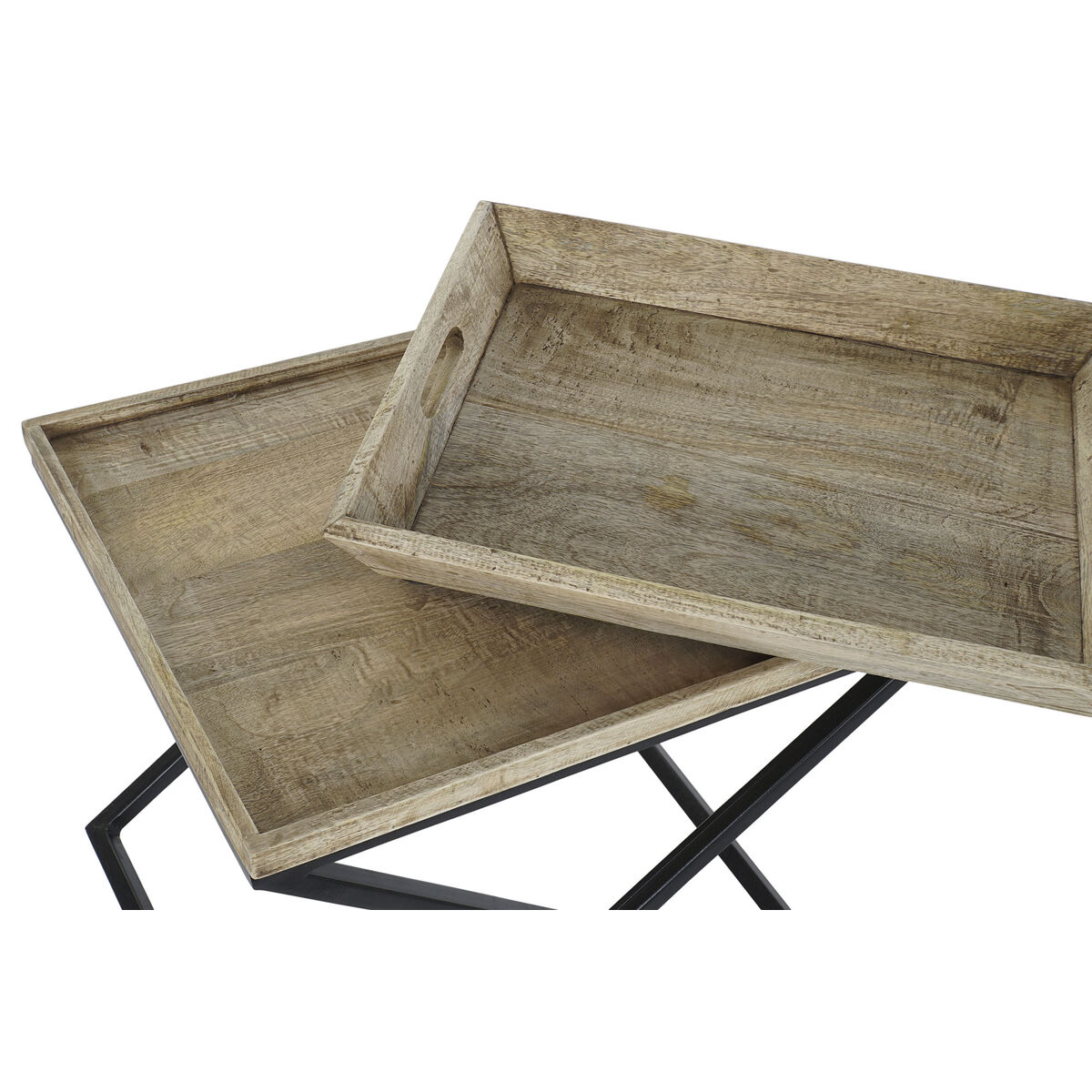 Sidobord DKD Home Decor Svart Naturell Metall Mangoträ 55 x 45 x 53 cm - 2