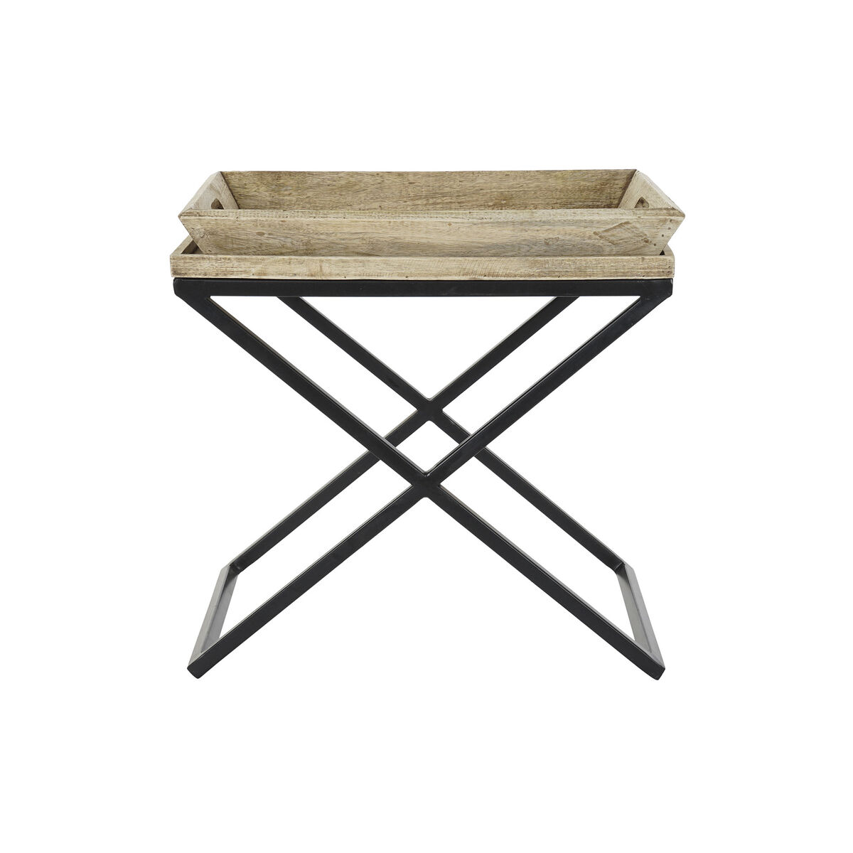 Sidobord DKD Home Decor Svart Naturell Metall Mangoträ 55 x 45 x 53 cm - 3