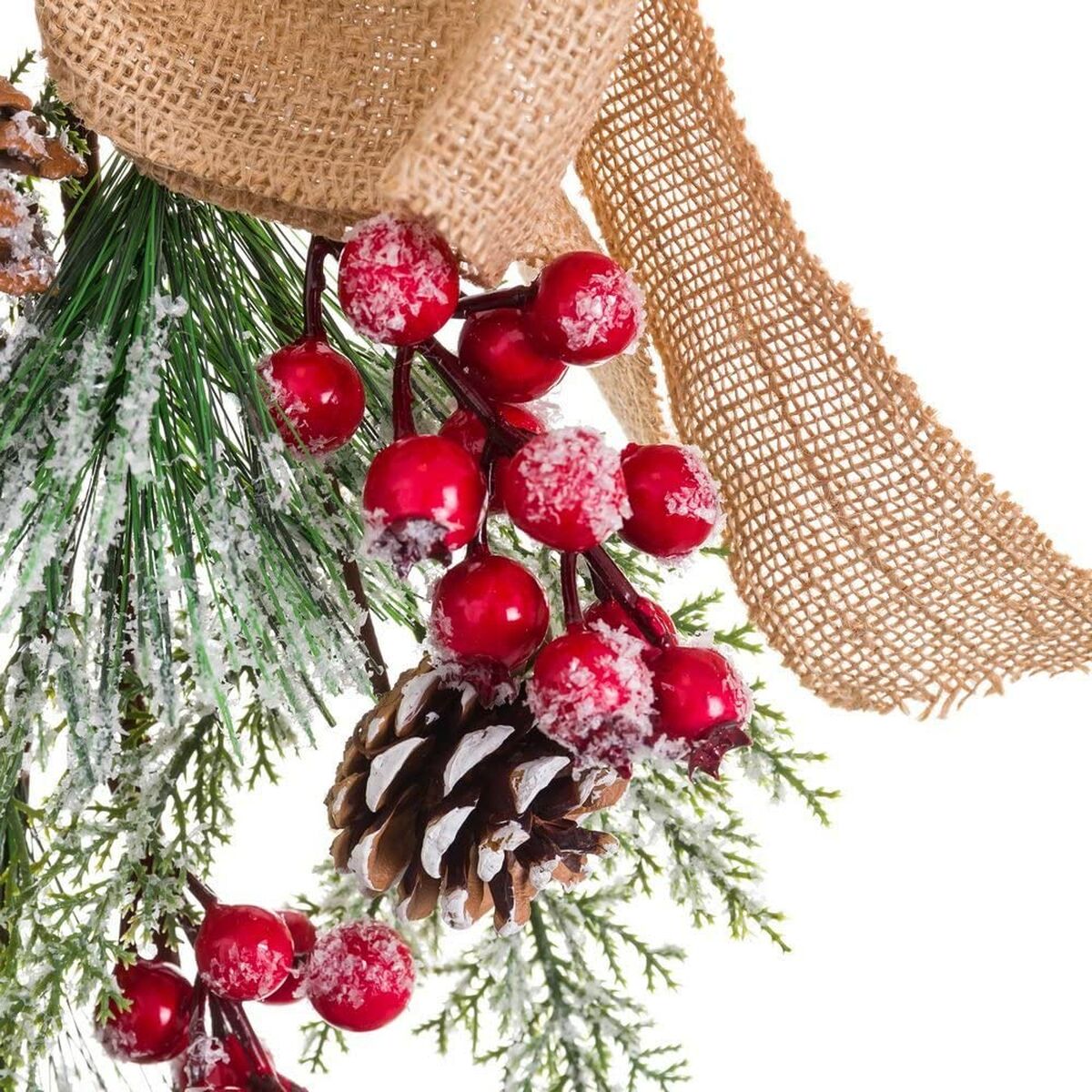 Dörrhängare Jul Vit Röd Grön Naturell Rattan Plast 55 cm - 3