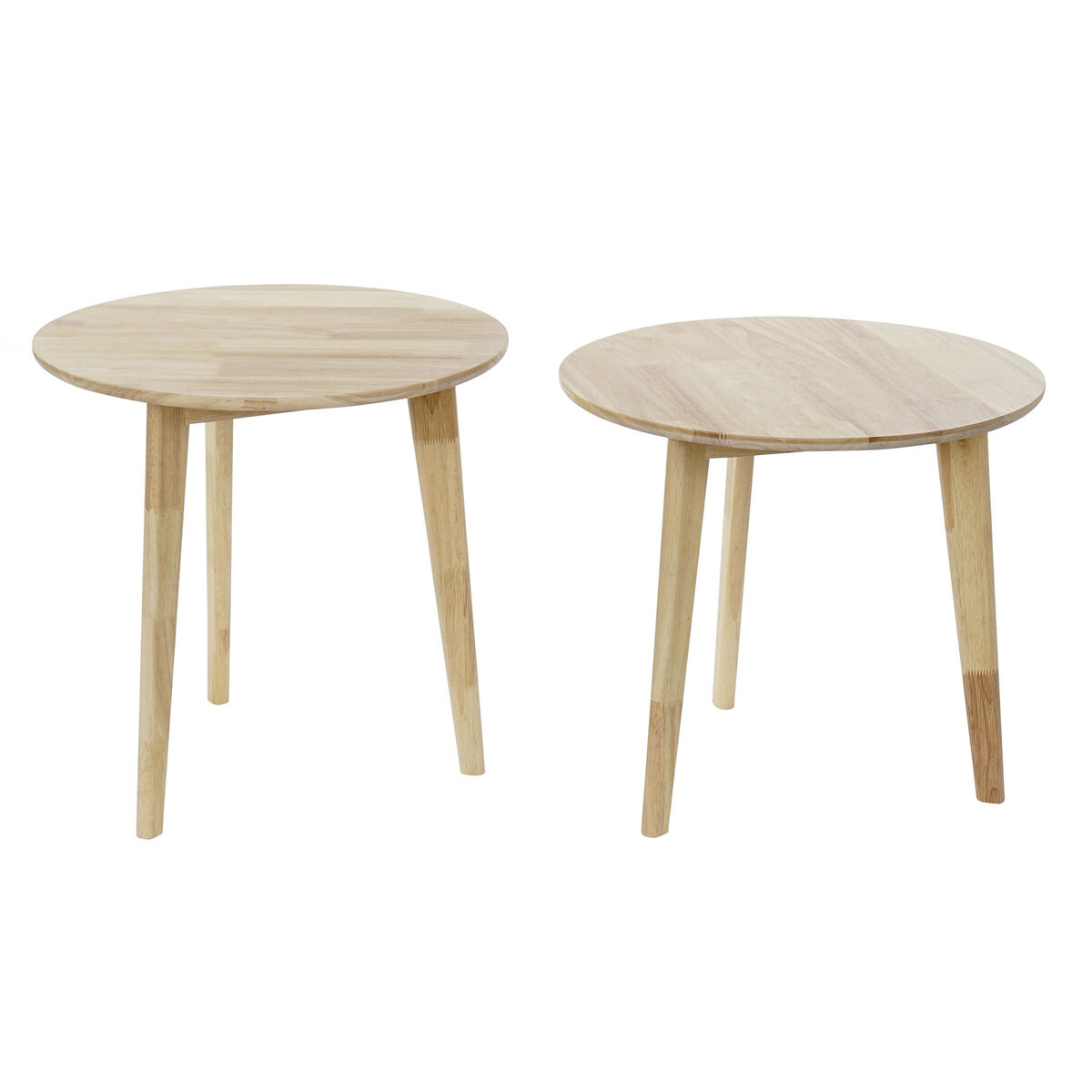 2-bordsset DKD Home Decor Vit Naturell Gummiträ 50 x 50 x 49,5 cm