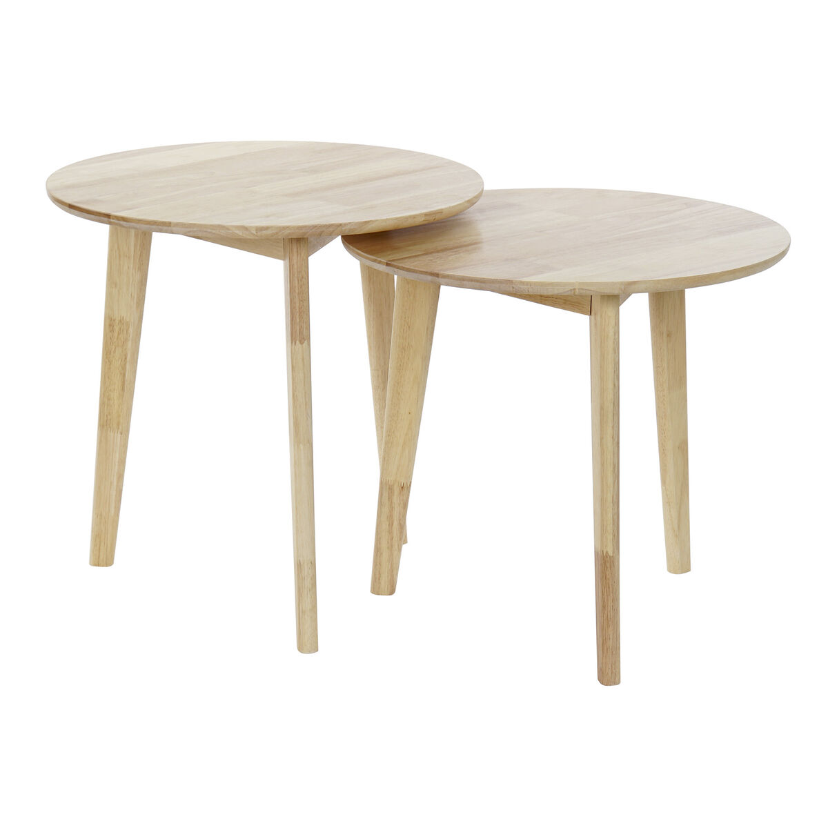 2-bordsset DKD Home Decor Vit Naturell Gummiträ 50 x 50 x 49,5 cm - 4