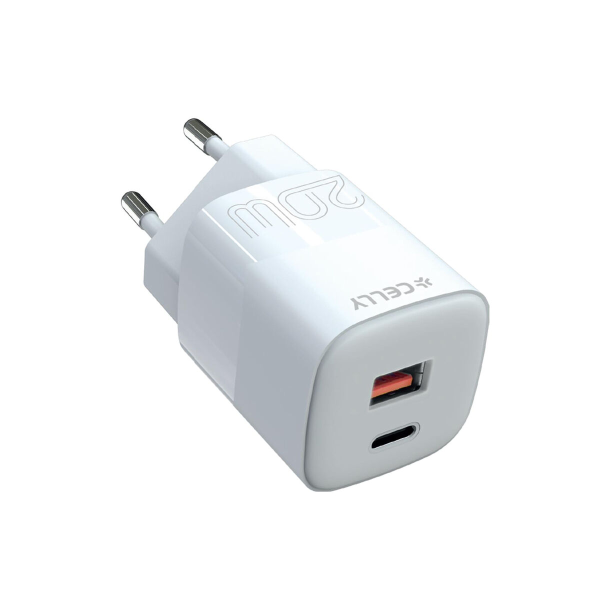 Väggladdare Celly TC2USBUSBC20EVO Vit 20 W