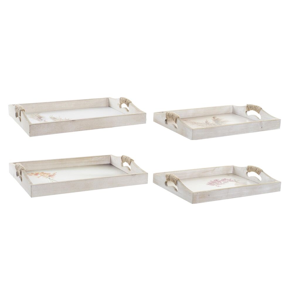 Uppsättning med Brickor DKD Home Decor Multicolour Gyllene Trä MDF Vas Skandinavisk 40 x 30 x 6 cm (2 antal) (12 antal) - 2