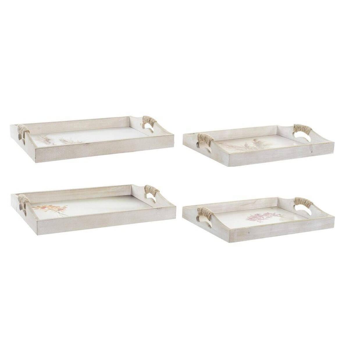 Uppsättning med Brickor DKD Home Decor Multicolour Gyllene Trä MDF Vas Skandinavisk 40 x 30 x 6 cm (2 antal) (12 antal) - 5