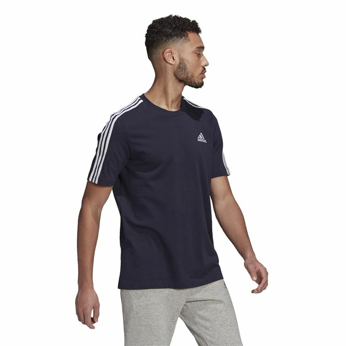 T-shirt med kortärm Herr Essentials 3 bandas Adidas Legend Ink Blå Mörkblå - 9
