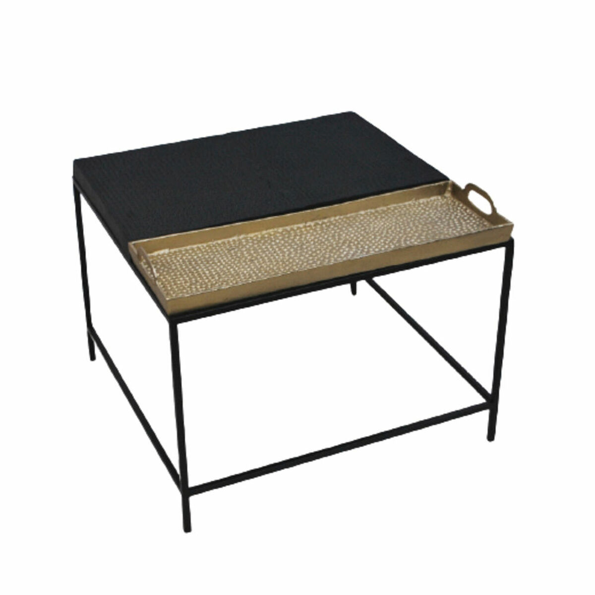 Sidobord DKD Home Decor 61 x 61 x 49 cm Svart Gyllene Stål Aluminium - 7