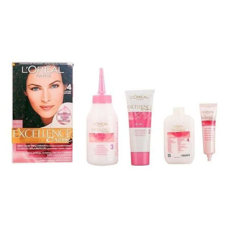 Permanent färg L'Oreal Make Up Excellence Nº 4-Castano 192 ml