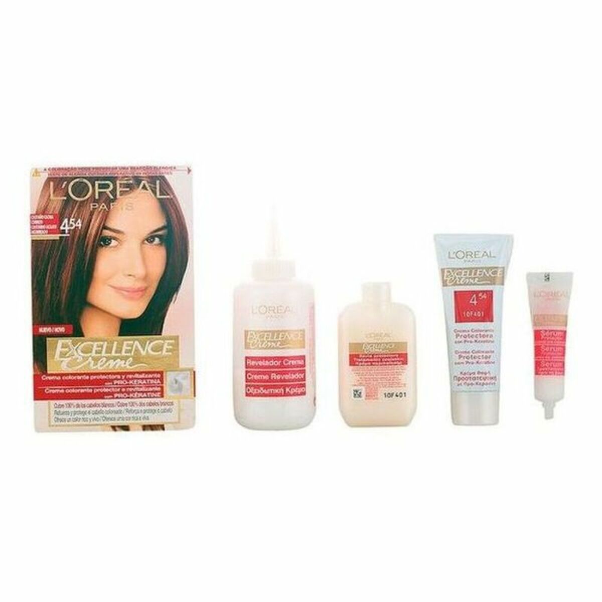 Permanent färg L'Oreal Make Up Excellence Rödbrunt Koppar-Kastanj Nº 4,54 Castano Caoba Cobrizo Nº 4,54-Castano Caoba Cobrizo 19