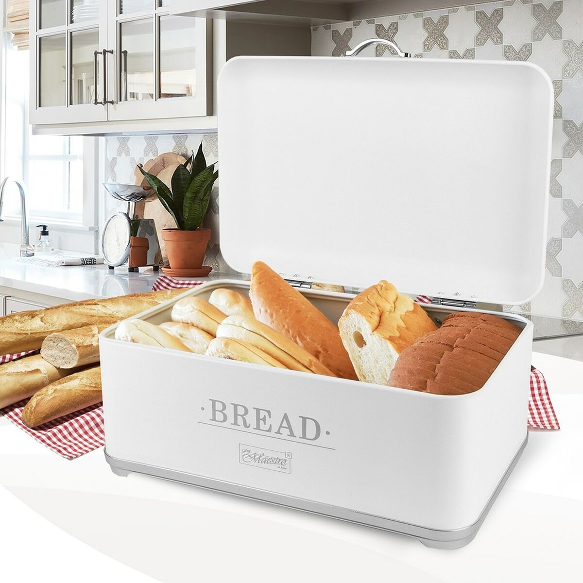 Brödkorg Feel Maestro MR-1677-AR-W Vit Rostfritt stål 34 x 16 x 22 cm - 2