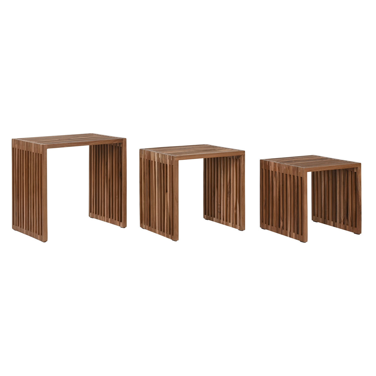 3-bordsset Home ESPRIT Naturell Teak 40 x 40 x 40 cm