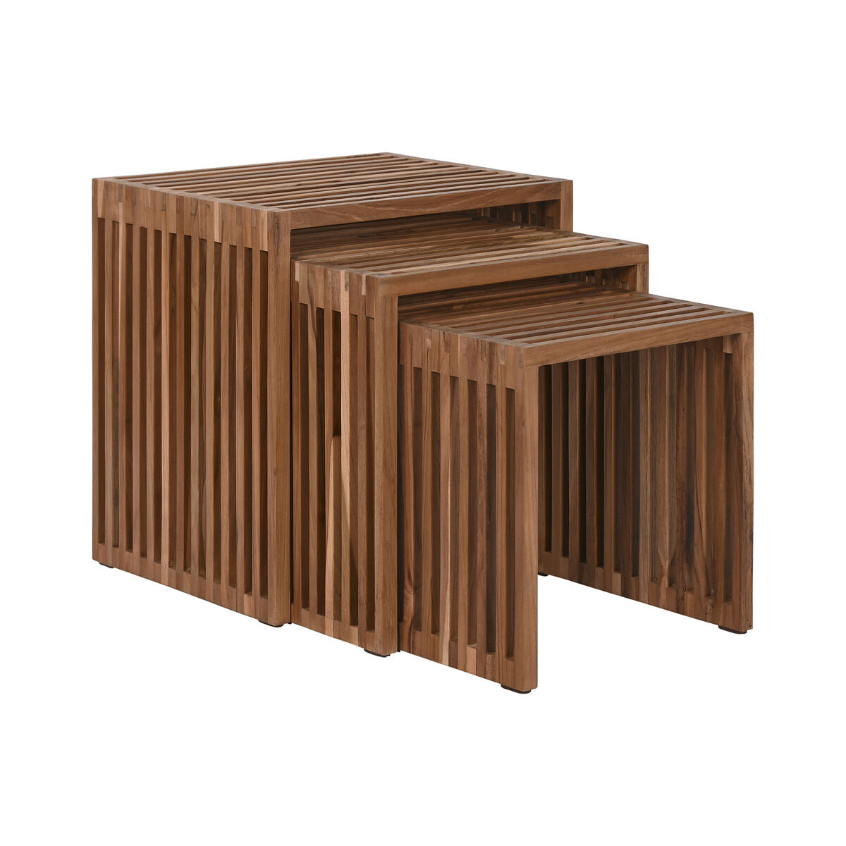 3-bordsset Home ESPRIT Naturell Teak 40 x 40 x 40 cm - 4