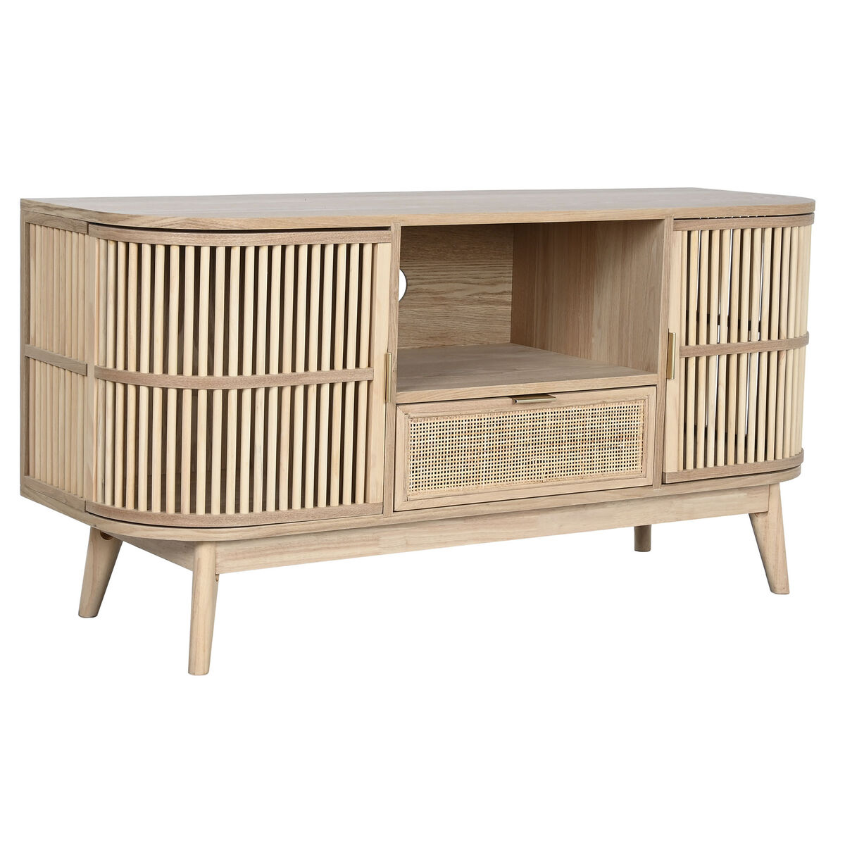 TV-möbler Home ESPRIT Gyllene Naturell Rattan Gran 120 x 40 x 60 cm