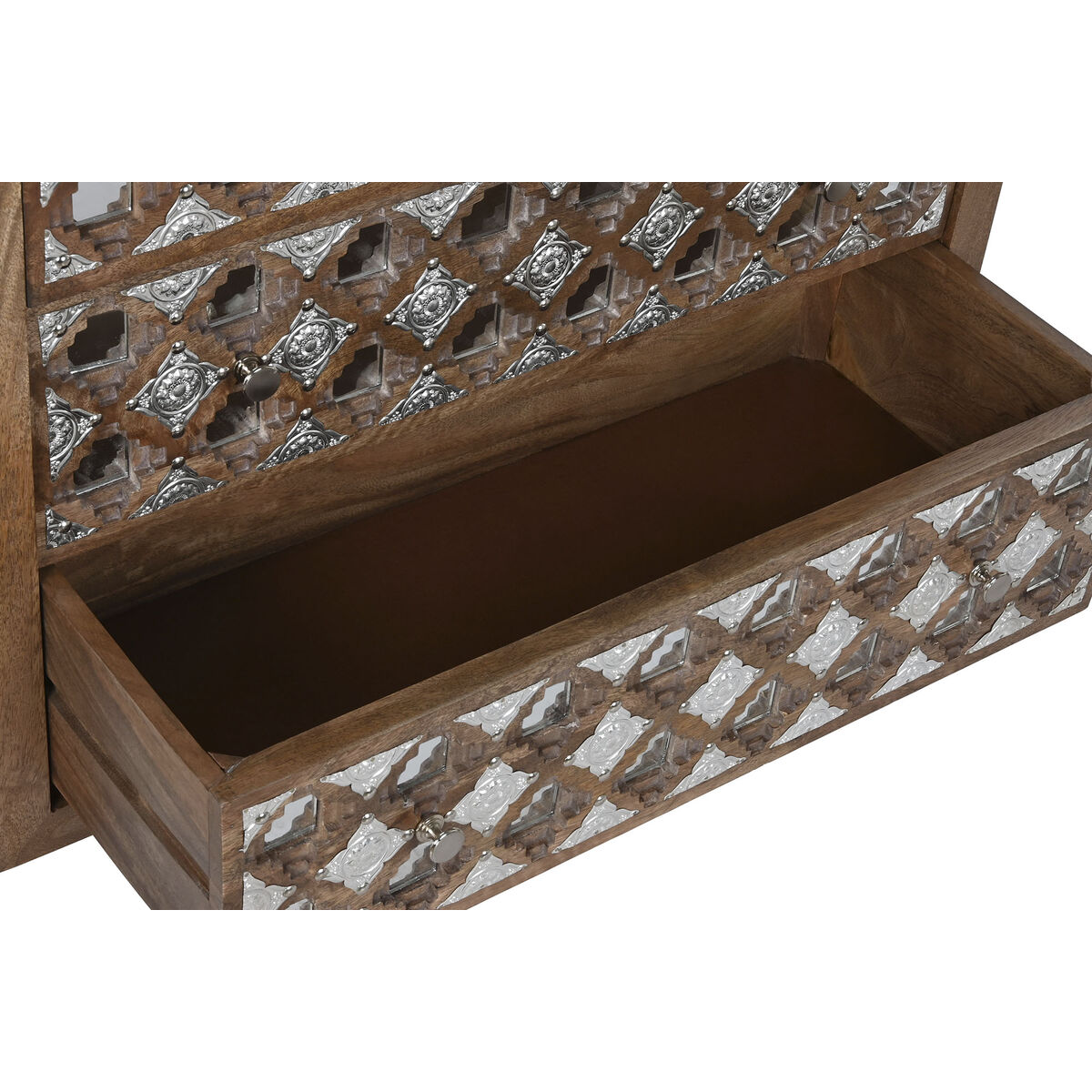 Kommod Home ESPRIT Brun Svart Silvrig Mangoträ Speglar Indier 80 x 38 x 80 cm - 6