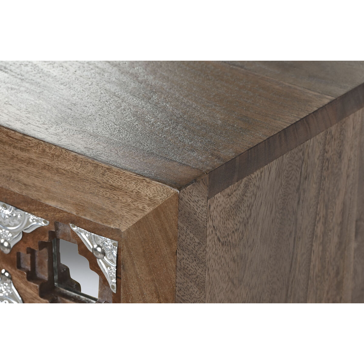 Kommod Home ESPRIT Brun Svart Silvrig Mangoträ Speglar Indier 80 x 38 x 80 cm - 5