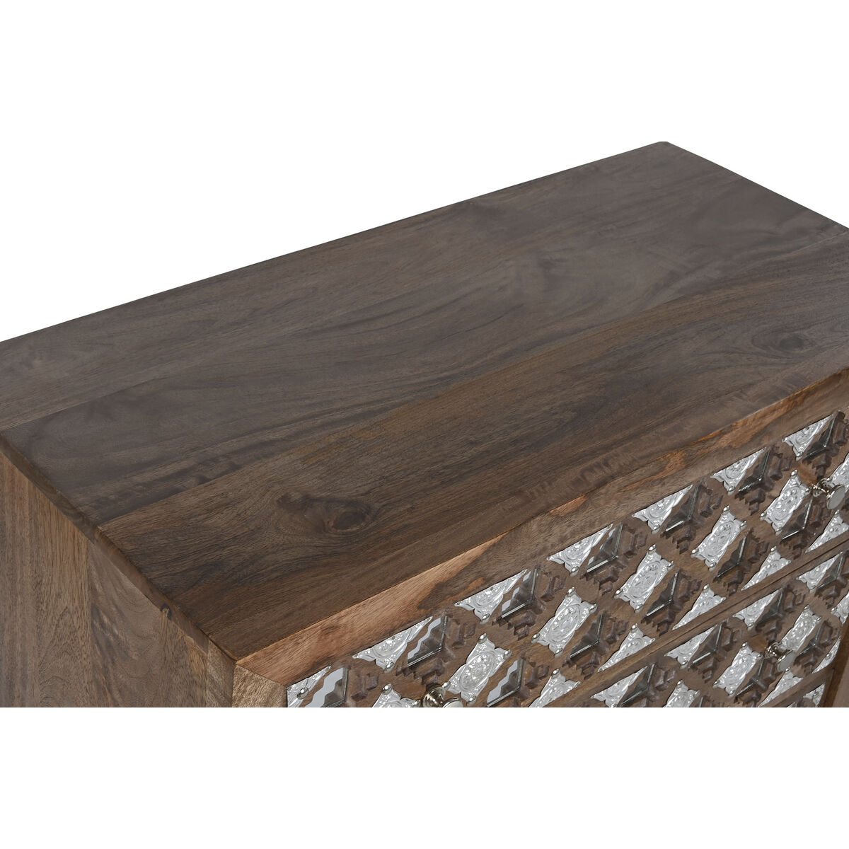 Kommod Home ESPRIT Brun Svart Silvrig Mangoträ Speglar Indier 80 x 38 x 80 cm - 7