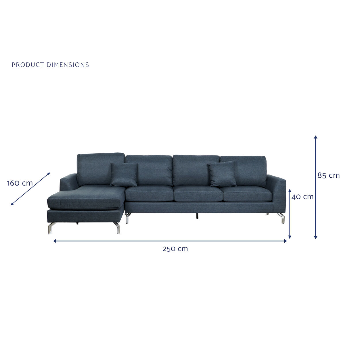 Soffa DKD Home Decor Blå Metall 300 x 160 x 85 cm - 2
