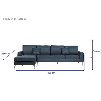 Soffa DKD Home Decor Blå Metall 300 x 160 x 85 cm