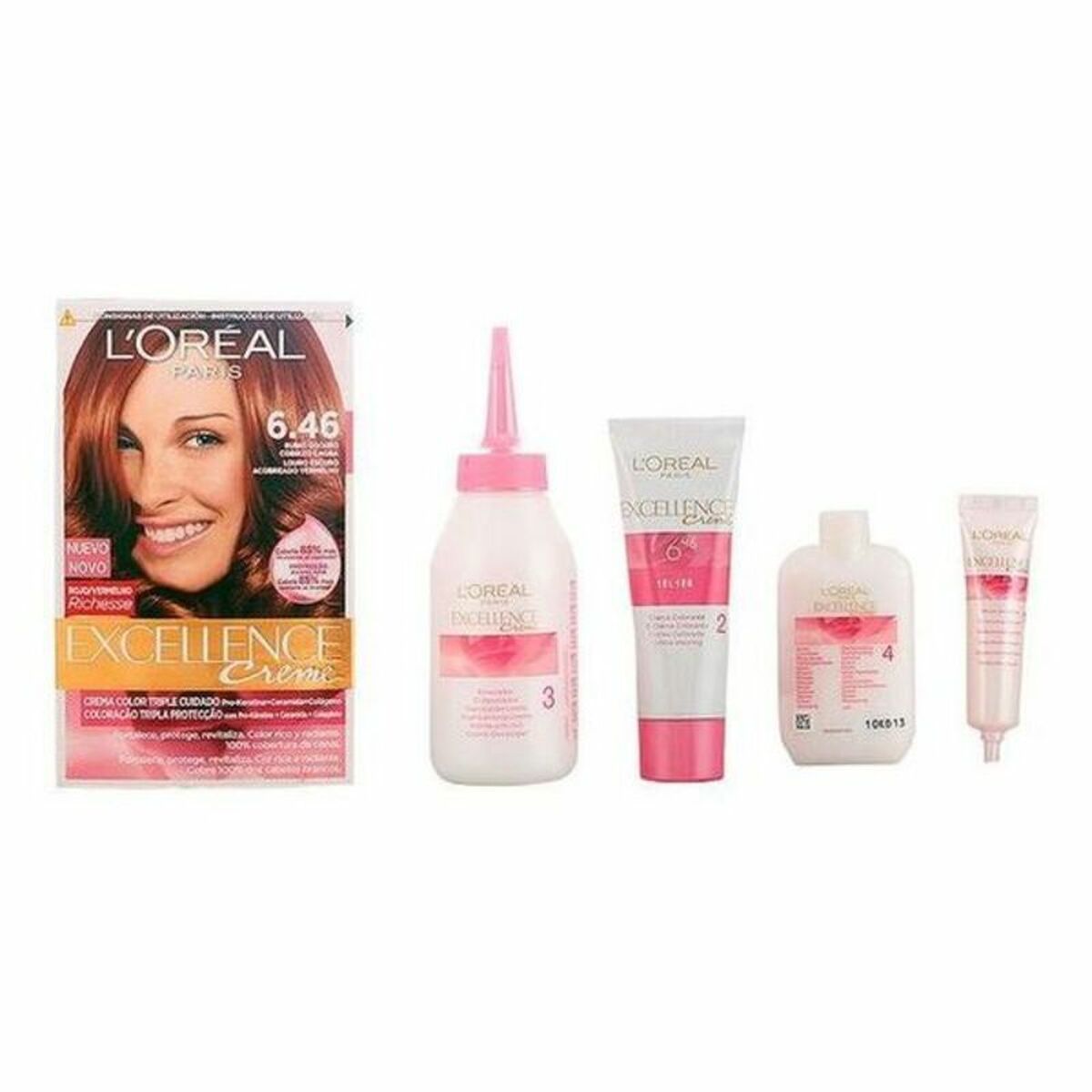 Permanent färg L'Oreal Make Up Excellence Mörkt kopparfärgat rödbrunt blont Nº 6,46 Rubio Oscuro Cobrizo Caoba Nº 6,46-Rubio Osc