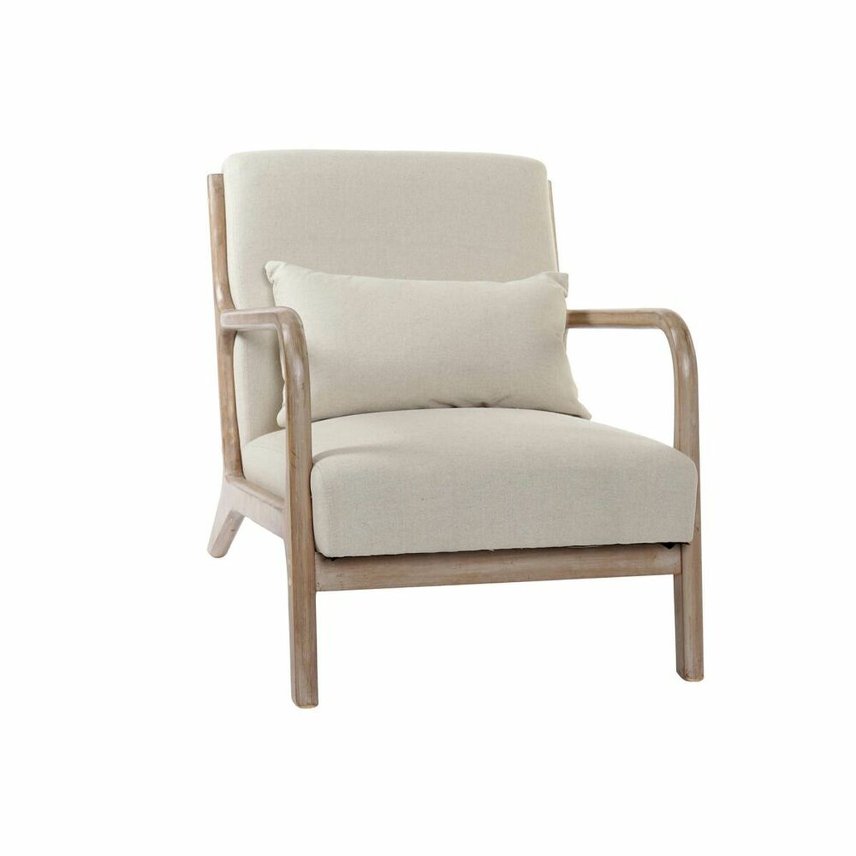 Fåtölj DKD Home Decor 66 x 79 x 75 cm Sixties Beige Trä Plast