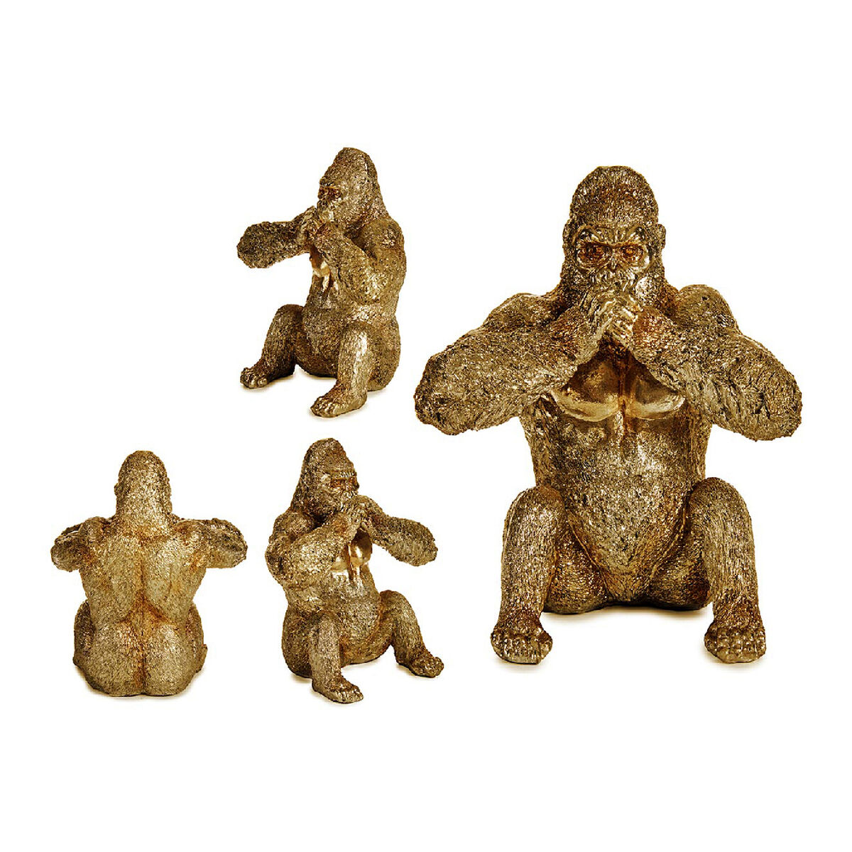 Prydnadsfigur Gorilla Gyllene 11 x 18 x 16,2 cm - 2