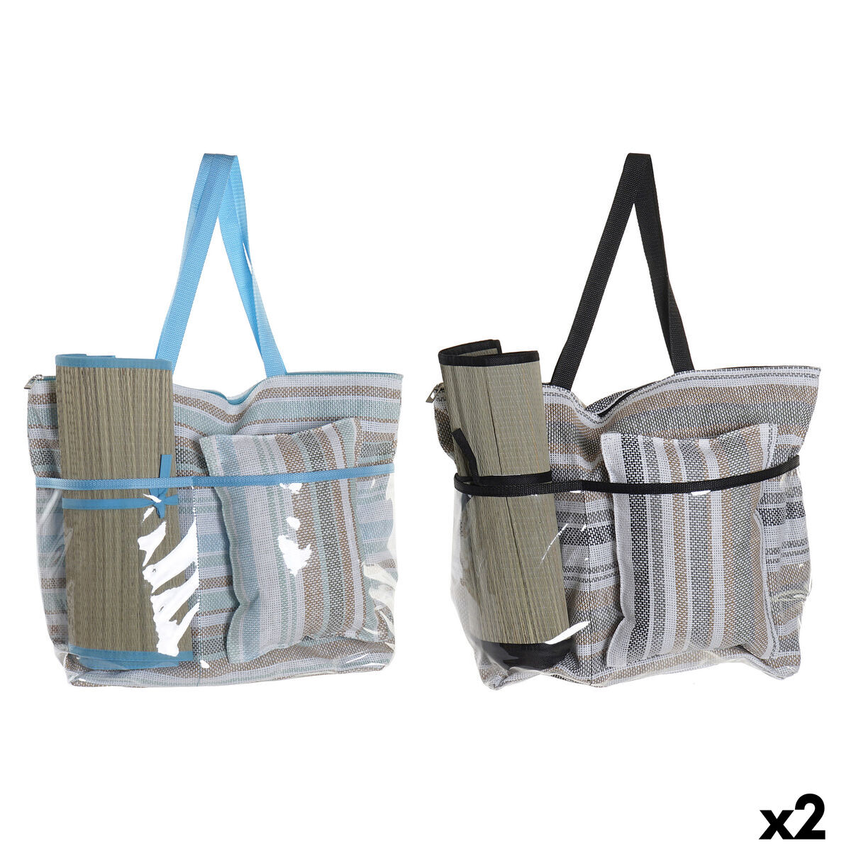 Strandväska DKD Home Decor Blå Brun Grön Grå Mint PVC Kanvas 44 x 23 x 62 cm (2 antal) - 9