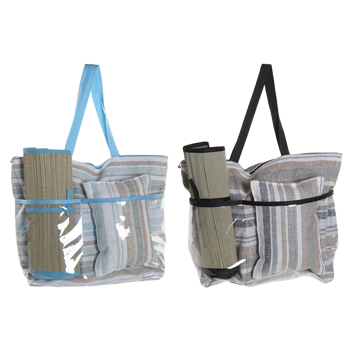 Strandväska DKD Home Decor Blå Brun Grön Grå Mint PVC Kanvas 44 x 23 x 62 cm (2 antal) - 5