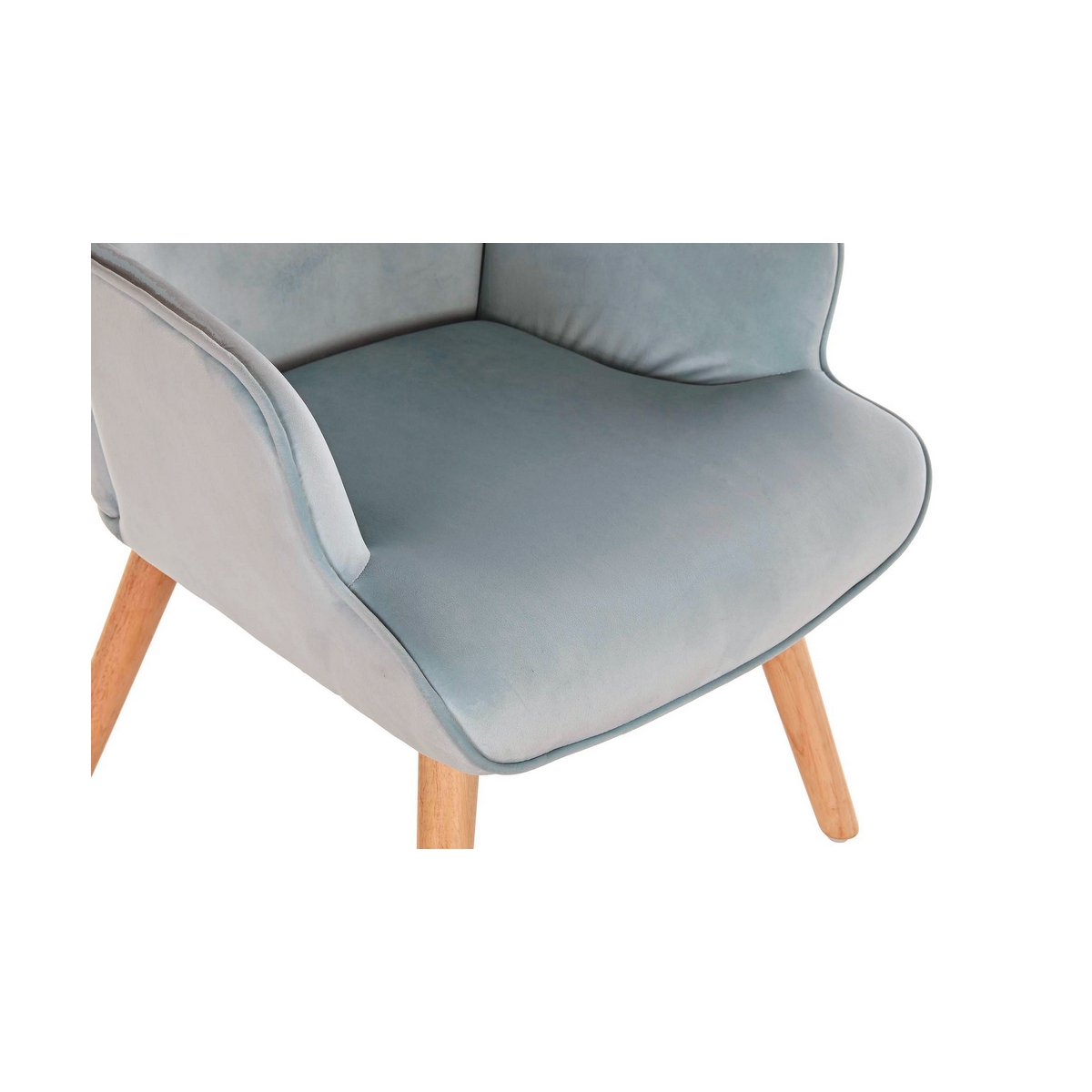 Fåtölj DKD Home Decor Himmelsblå Naturell Polyester Trä 67 x 75 x 96 cm - 4