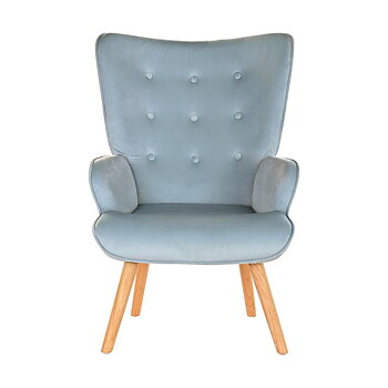 Fåtölj DKD Home Decor Himmelsblå Naturell Polyester Trä 67 x 75 x 96 cm