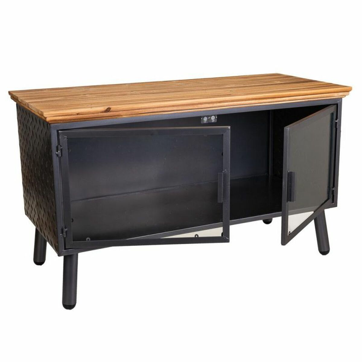 Avlastningsmöbler Alexandra House Living Brun Svart Grå Glas Järn Granträ 42 x 55 x 94 cm - 4