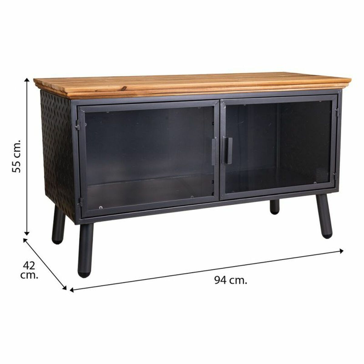 Avlastningsmöbler Alexandra House Living Brun Svart Grå Glas Järn Granträ 42 x 55 x 94 cm - 8